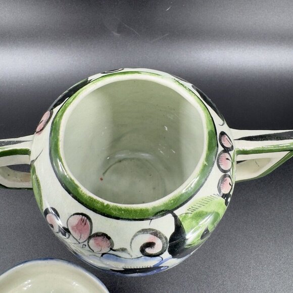 Hand Painted Mexico Pottery Tonala Talavera Sugar Bowl Jar Canister Container - Picture 7 of 13